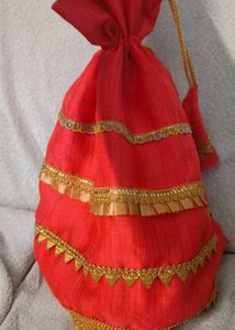Elegant Coral Drawstring Pouch