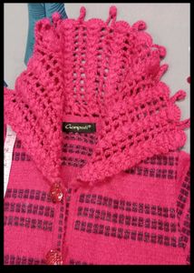 Pink Crochet Knit Cardigan