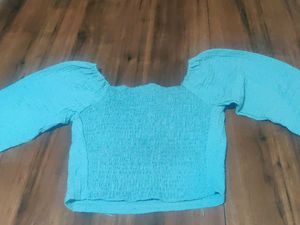 Trendy Teal Smocked Crop Top