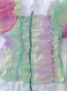 New Multi Colour  Crop Top ( Soft Net)