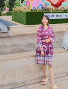 Cute Cotton Printed Summer Dress. Vacation Dress.
