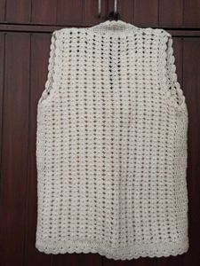 Cream 'Hand Crochet' Vest Cardigan