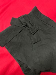 Cute Black Skort with Bow Detail