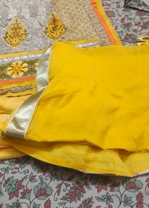 pakistani style embroidered  Yellow Salwar suit