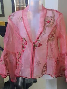 Embroidered Pink Kimono Jacket