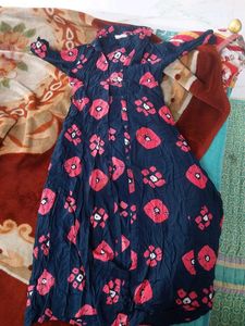 Stylish Navy Blue Floral Print Maxi Dress