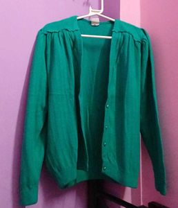 Green Button-Down Cardigan