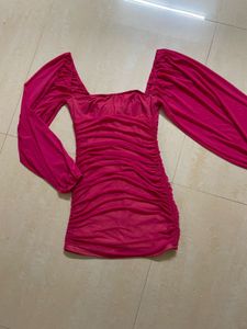 Chic Pink Ruched Bodycon Dress