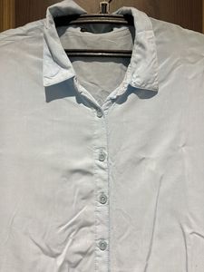 Light Blue Tie-Front Top