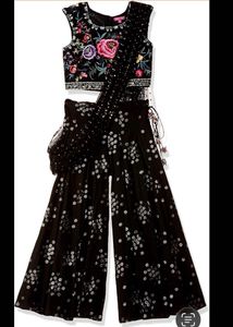 Elegant Floral Embroidered Crop Top &amp; Palazzo Set