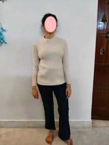 Ribbed Mock Neck Long Sleeve Top