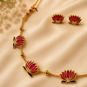 Lotus Necklace and Earring Set