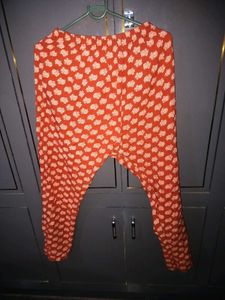 Elegant Orange Printed Kurta Set with Dupatta