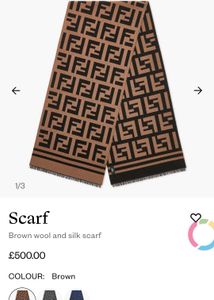 Fendi Authentic Brown and Black Logo Scarf