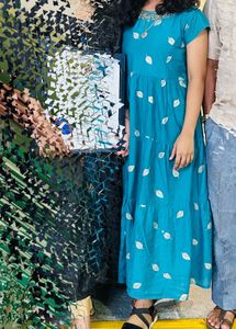 Ethnic Gown with Leaf Motif