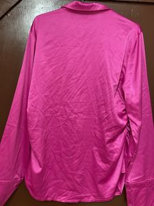 Hot Pink Satin Button-Up