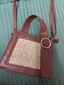Stylish Brown Woven Handbag