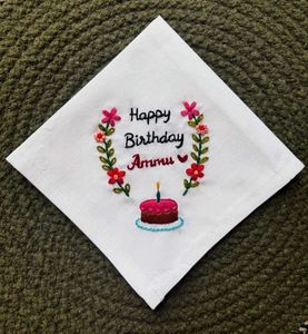 Happy Birthday Embroidered Handkerchiefonly one