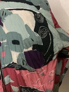 Vintage Abstract Print Button-Up Shirt