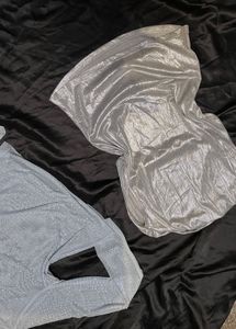 metallic sliver top -xs/s