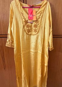 Yellow Embroidered Kurta and Palazzo Set