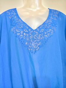 Vibrant Blue Embellished Tunic Top