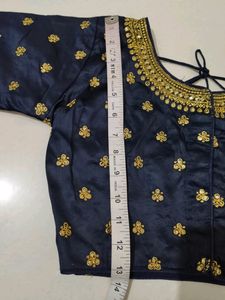 Navy Blue Beautiful Embroidery Design Blouse