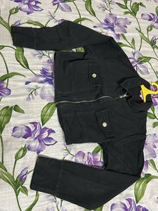 Black Denim Crop Jacket