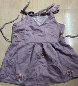 Embroidered Lavender Peplum Top
