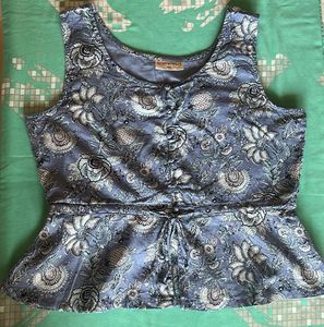 Blue Floral Peplum Top