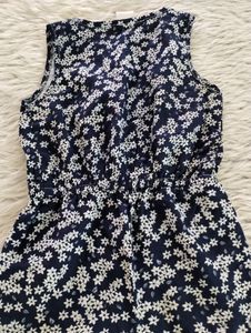 Navy Blue Printed Dress (Girls)