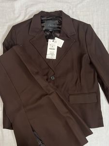 ZARA Women's Brown Blazer and skirt Set