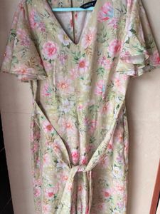 Floral Jumpsuit with Flutter Sleeves