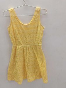 Yellow Lace Mini Dress