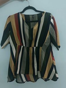Colorful Striped Peplum Top