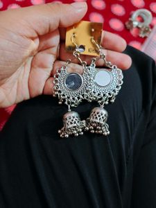 oxidised silver jhumka