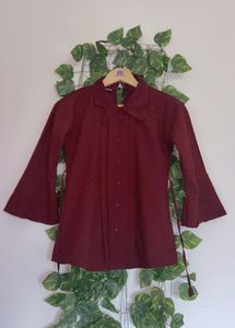 Maroon Bell Sleeve Kurta