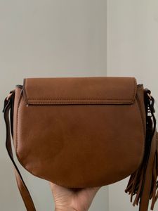 Faux leather saddle bag with stud