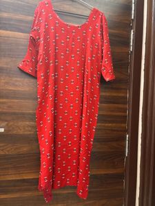 Chic Red Printed Kurta