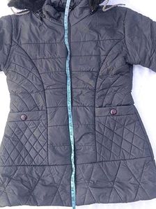 Quilted Winter Coat with fur Hood
