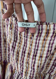Smocked Striped Peplum Top