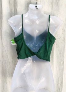 Stylish Green Ribbed Crop Top