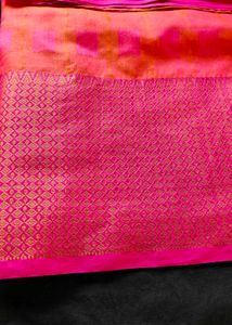 Pink &amp; Orange Checked Saree
