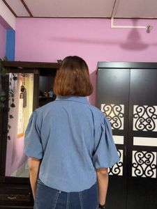Blue Puff Sleeve Top