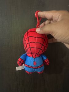a Marvel Spider-Man plush keychain featuring