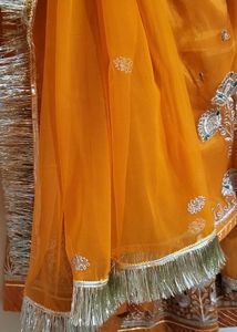 stitched rajputi poshak in orange colour