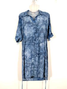 Cocomo Pastel Blue Floral Printed Collar Neck Dress (Women)