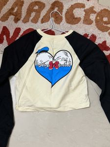 Cute Donald Duck Graphic Long Sleeve Top