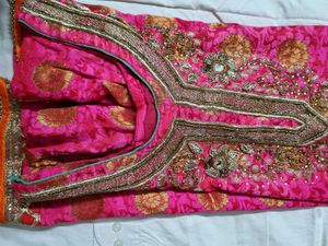 Elegant Pink Embroidered Kurti Top With dupa