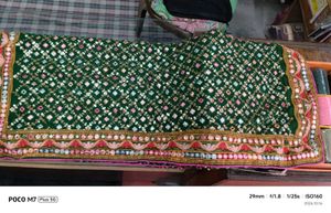 Elegant White &amp; Green Embroidered Lehenga Choli